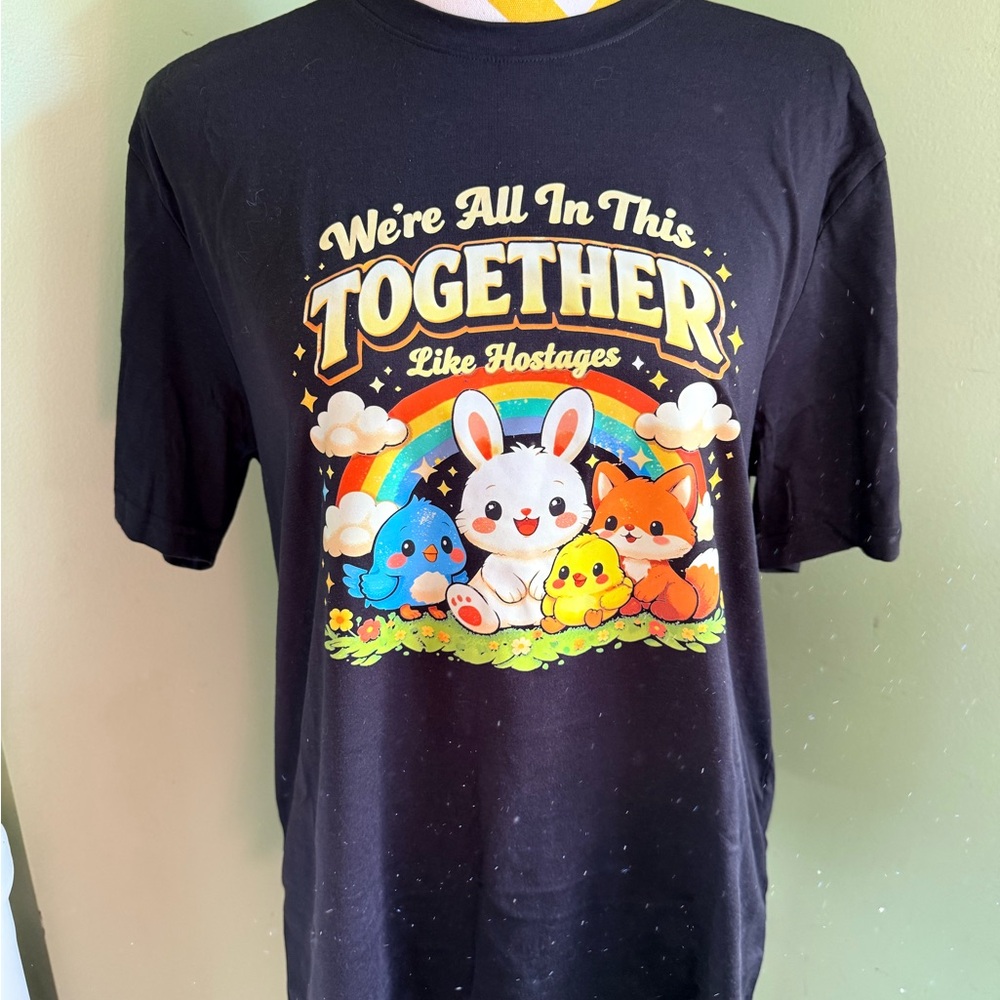 Together Cute Animal Graphic Tee - Black